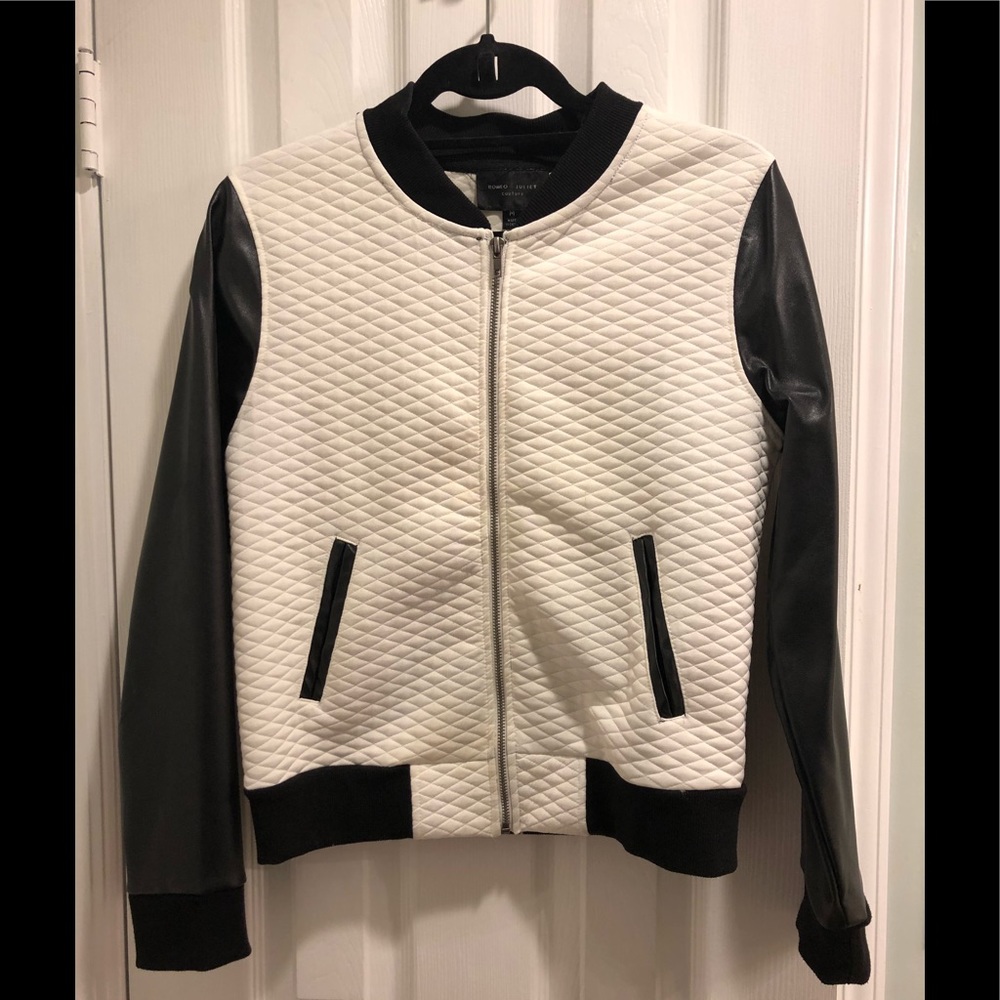 Faux leather bomber jacket